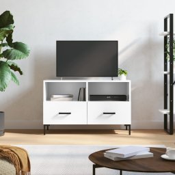 Gossi comoda tv, alb extralucios, 80x36x50 cm, lemn prelucrat