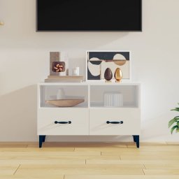 Gossi comoda tv, alb extralucios, 80x36x50 cm, lemn prelucrat
