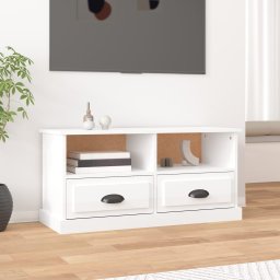 Gossi comoda tv, alb extralucios, 93x35,5x45 cm, lemn prelucrat