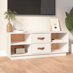 Gossi comoda tv, alb, 100x34x40 cm, lemn masiv de pin