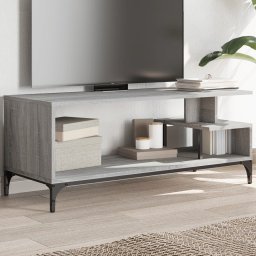 Gossi comoda tv, gri sonoma, 102x40x41 cm, lemn si otel