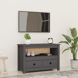 Gossi comoda tv, gri, 79x35x52 cm, lemn masiv de pin