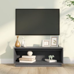 Gossi comoda tv, gri, 90x35x35 cm, lemn masiv de pin