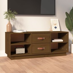 Gossi comoda tv, maro miere, 100x34x40 cm, lemn masiv de pin