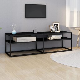 Gossi comoda tv, negru, 140x40x40,5 cm, sticla securizata