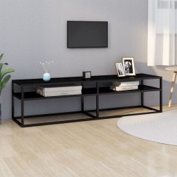 Gossi comoda tv, negru, 160x40x40,5 cm, sticla securizata