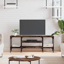 Gossi comoda tv, stejar afumat, 121x35x45 cm, lemn prelucrat & fier