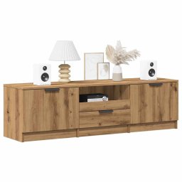 Gossi comoda tv, stejar artizanal, 140x35x40 cm, lemn prelucrat