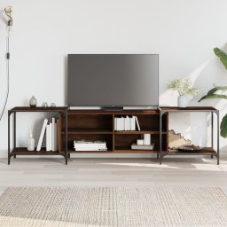 Gossi comoda tv, stejar maro, 203x37x50 cm, lemn prelucrat