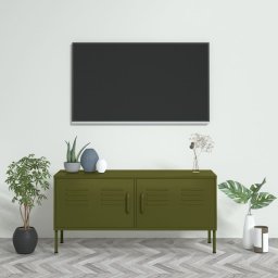 Gossi comoda tv, verde masliniu, 105x35x50 cm, otel