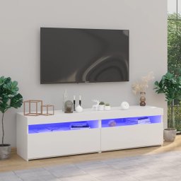 Gossi comode tv cu lumini led, 2 buc., alb, 75x35x40 cm