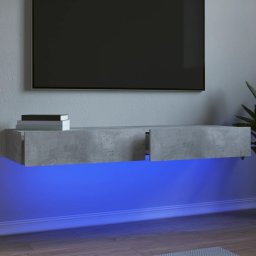 Gossi comode tv cu lumini led, 2 buc., gri beton, 60x35x15,5 cm