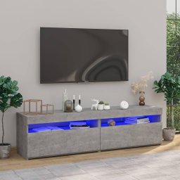 Gossi comode tv cu lumini led, 2 buc., gri beton, 75x35x40 cm