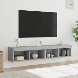 Gossi comode tv cu lumini led, 2 buc., gri beton, 80x30x30 cm