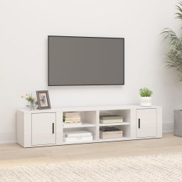 Gossi comode tv, 2 buc., alb extralucios 80x31,5x36 cm lemn prelucrat