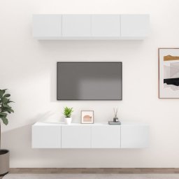 Gossi comode tv, 4 buc., alb, 80x30x30 cm, lemn prelucrat