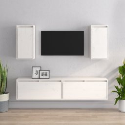 Gossi comode tv, 4 buc., alb, lemn masiv de pin