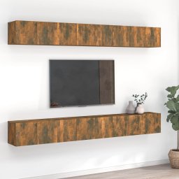 Gossi comode tv, 8 buc., stejar fumuriu, 60x30x30 cm, lemn prelucrat