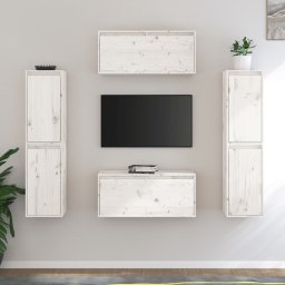 Gossi comode tv, alb,6 buc., lemn masiv de pin