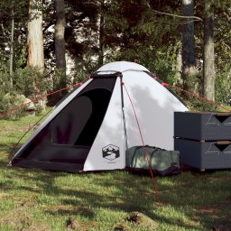 Gossi cort camping cupola 2 persoane alb, tesatura opaca, impermeabil