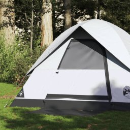 Gossi cort camping cupola 2 persoane alb, tesatura opaca, impermeabil