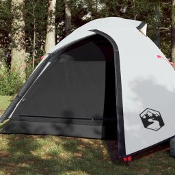 Gossi cort camping cupola 3 persoane alb, tesatura opaca, impermeabil