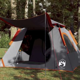 Gossi cort camping cupola 4 persoane, gri/portocaliu, setare rapida