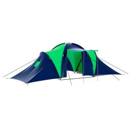 Gossi cort camping din material textil, 9 persoane, albastru si verde