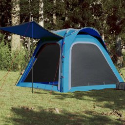 Gossi cort camping, 4 persoane, albastru, impermeabil, setare rapida