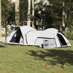 Gossi cort camping, 5 persoane, alb, tesatura opaca, impermeabil