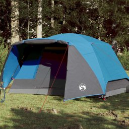 Gossi cort de camping cu veranda 4 persoane, albastru, impermeabil