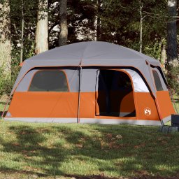 Gossi cort de camping pentru 10 persoane, gri/portocaliu, impermeabil