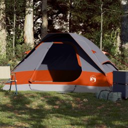 Gossi cort de camping pentru 2 persoane, gri/portocaliu, impermeabil