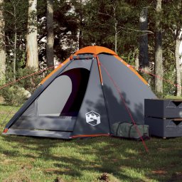 Gossi cort de camping pentru 4 persoane, gri/portocaliu, impermeabil