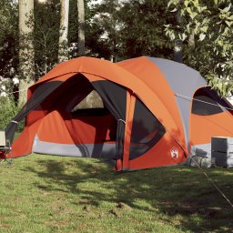 Gossi cort de camping pentru 6 persoane, gri/portocaliu, impermeabil