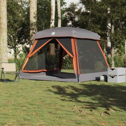 Gossi cort de camping pentru 6 persoane, gri/portocaliu, impermeabil