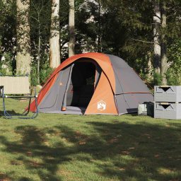 Gossi cort de camping pentru 6 persoane, gri/portocaliu, impermeabil