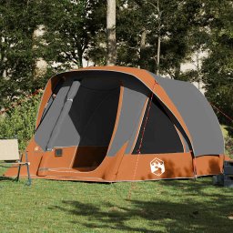 Gossi cort de camping pentru 6 persoane, gri/portocaliu, impermeabil