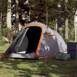 Gossi cort de camping tunel 2 persoane, gri/portocaliu, impermeabil