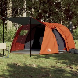 Gossi cort de camping tunel 4 persoane, gri/portocaliu, impermeabil