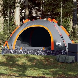 Gossi cort de camping, 2 persoane, gri/portocaliu, setare rapida
