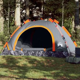 Gossi cort de camping, 4 persoane, gri/portocaliu, setare rapida
