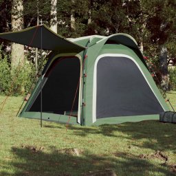 Gossi cort de camping, 4 persoane, verde, impermeabil, setare rapida