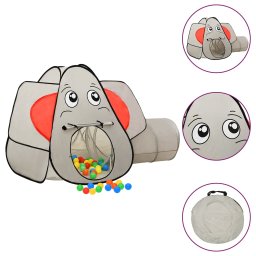 Gossi cort de joaca elefant pentru copii 250 bile, gri, 174x86x101 cm