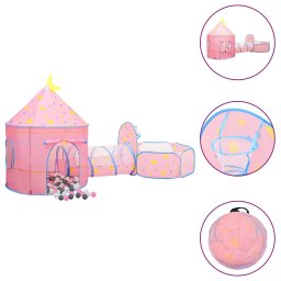 Gossi cort de joaca pentru copii cu 250 bile, roz, 301x120x128 cm
