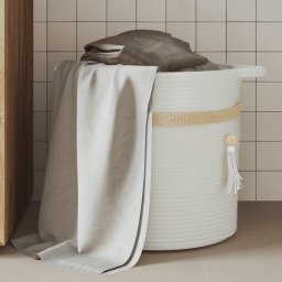 Gossi cos de depozitare, alb, Ø38x36 cm, bumbac