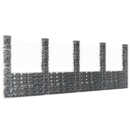 Gossi cos de gabion in forma de u cu 5 stalpi, 500x20x200 cm, fier