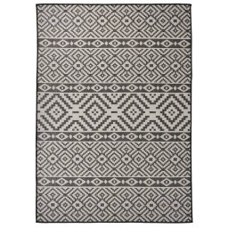 Gossi covor de exterior, dungi negre, 120x170 cm, tesatura plata