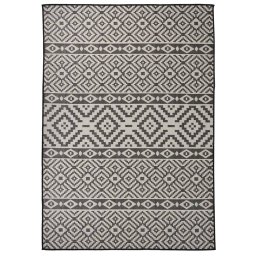 Gossi covor de exterior, dungi negre, 140x200 cm, tesatura plata