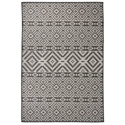 Gossi covor de exterior, dungi negre, 160x230 cm, tesatura plata